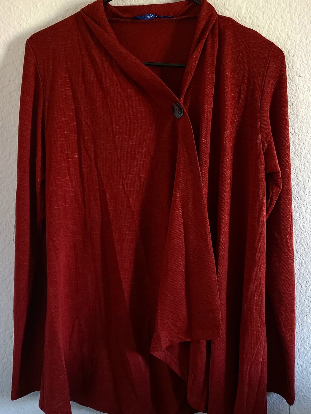 Apt. 9 Rust Red Draped Button-Front Lightweight Cardigan